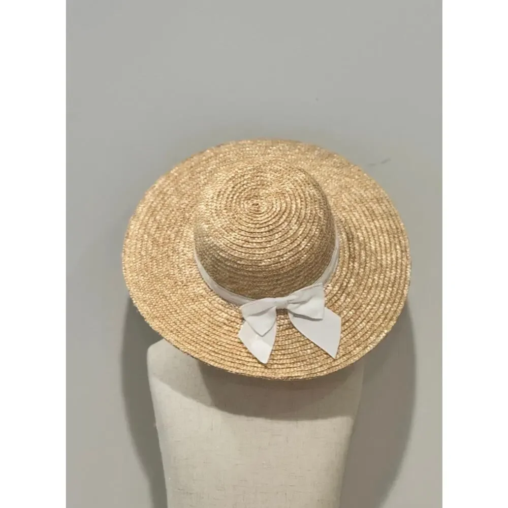 NWOT Janie and Jack Wide Brim Bow Straw Hat Infant 12-24 months - Picture 1 of 2